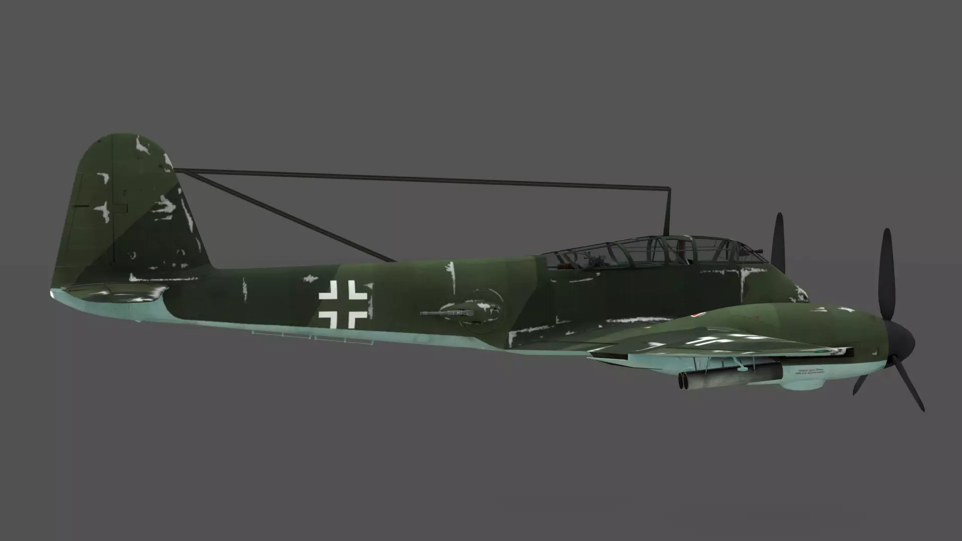  Messerschmitt Me 410 A-1 Hornisse 3D Model German Heavy Fighter Low-poly 3D model_9