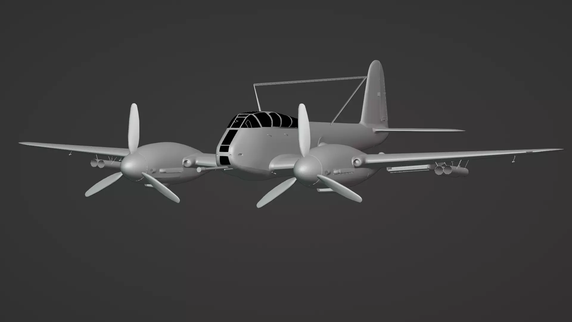  Messerschmitt Me 410 A-1 Hornisse 3D Model German Heavy Fighter Low-poly 3D model_16