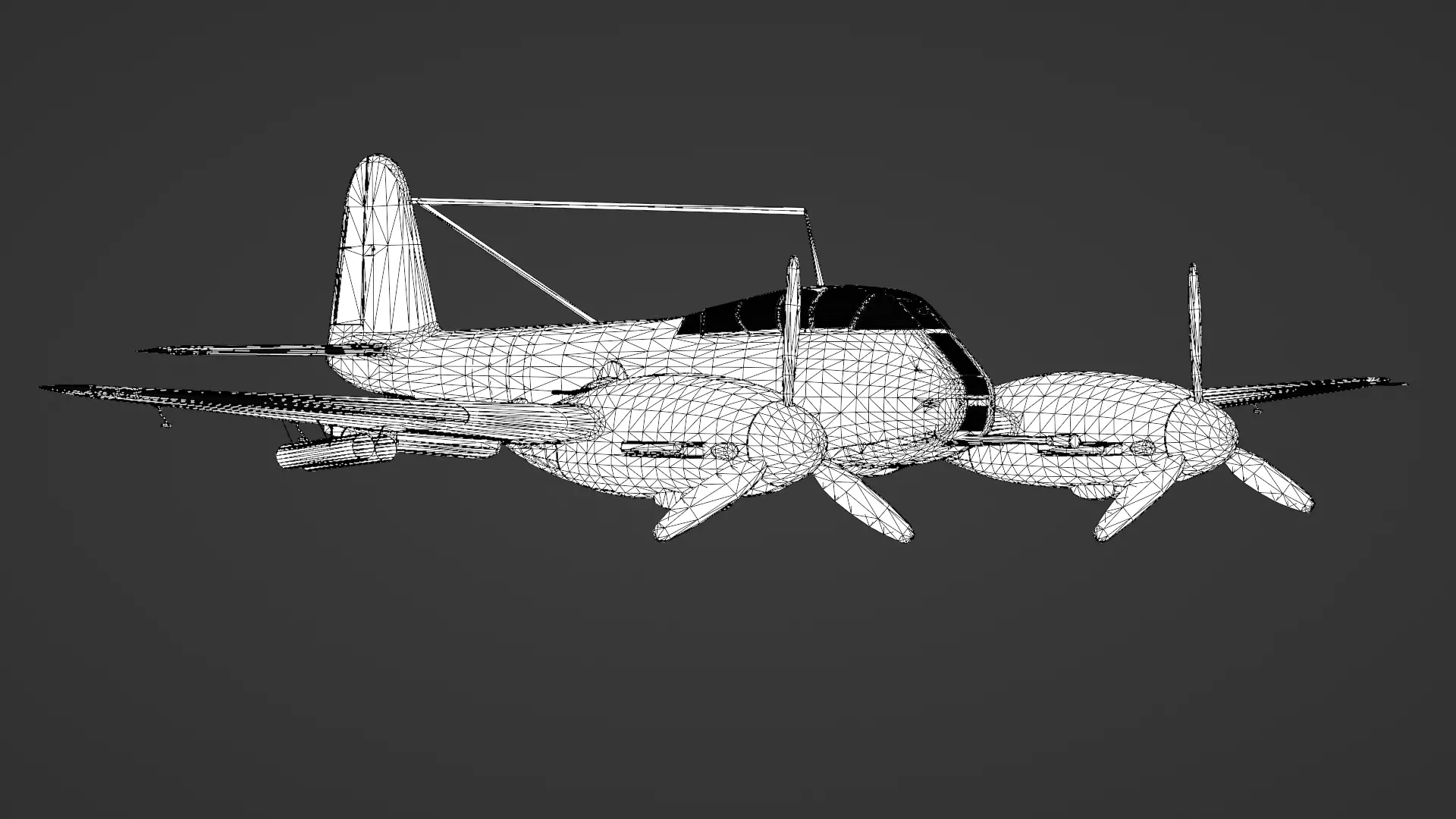  Messerschmitt Me 410 A-1 Hornisse 3D Model German Heavy Fighter Low-poly 3D model_33