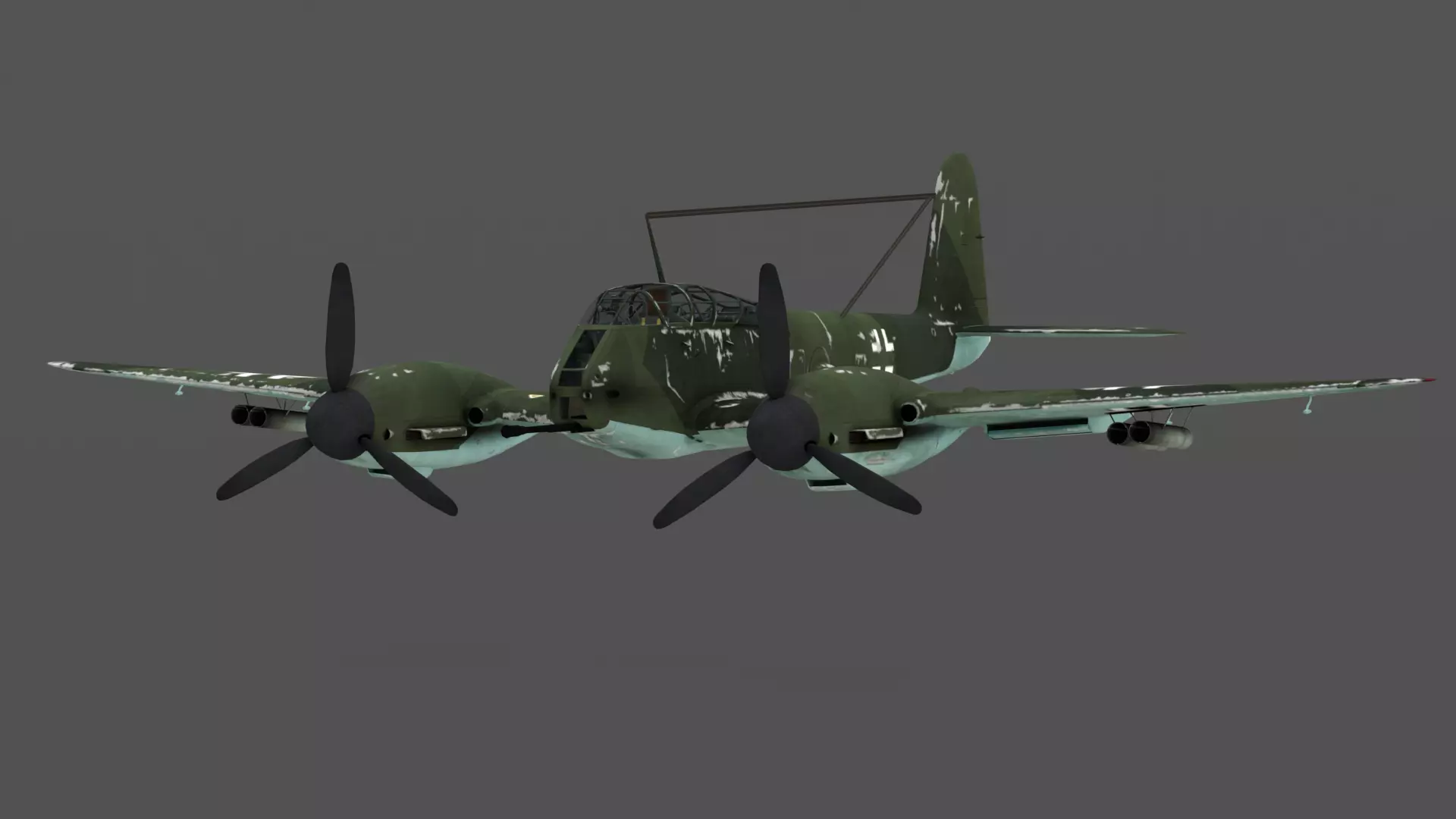  Messerschmitt Me 410 A-1 Hornisse 3D Model German Heavy Fighter Low-poly 3D model_5