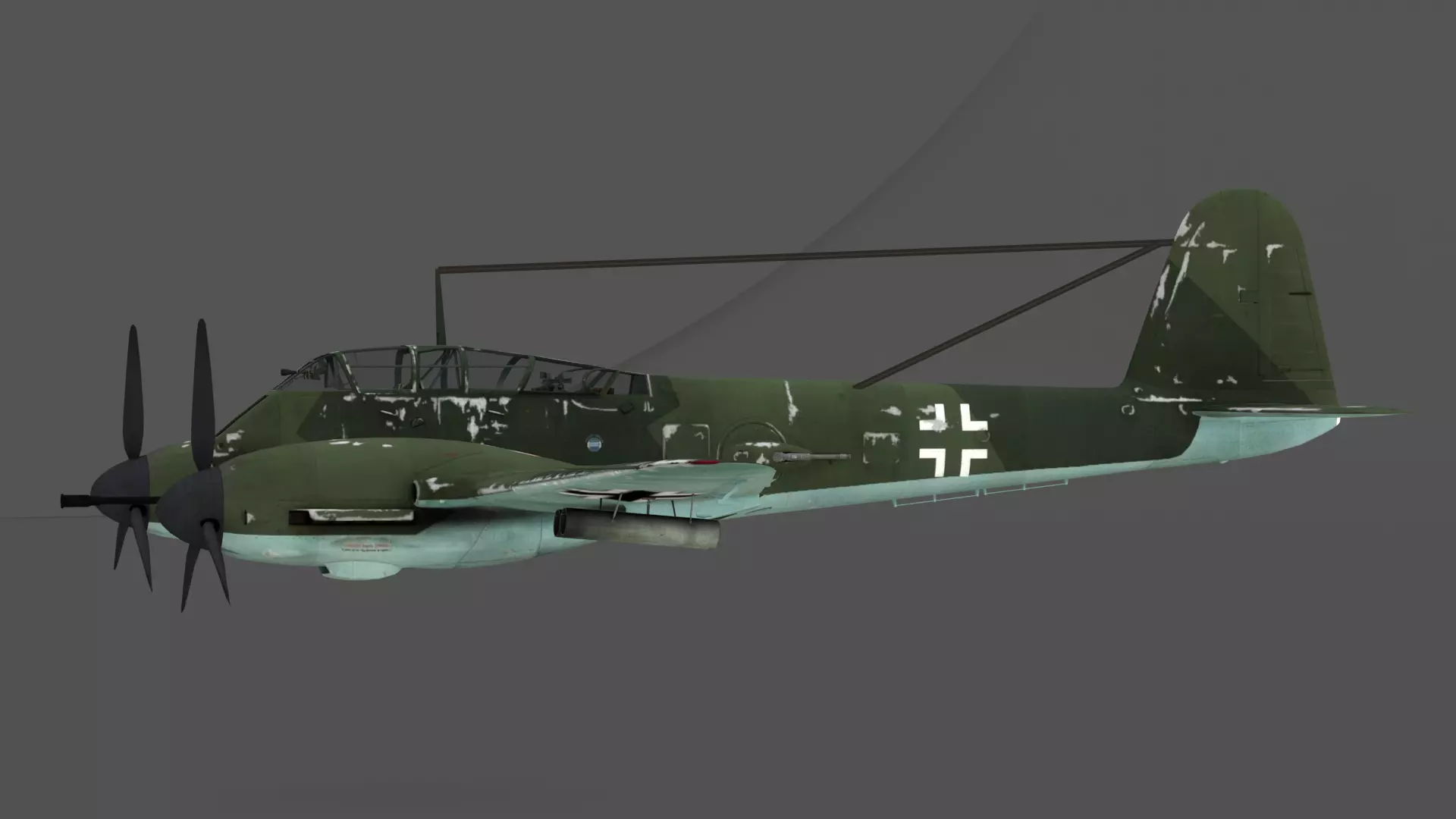  Messerschmitt Me 410 A-1 Hornisse 3D Model German Heavy Fighter Low-poly 3D model_6