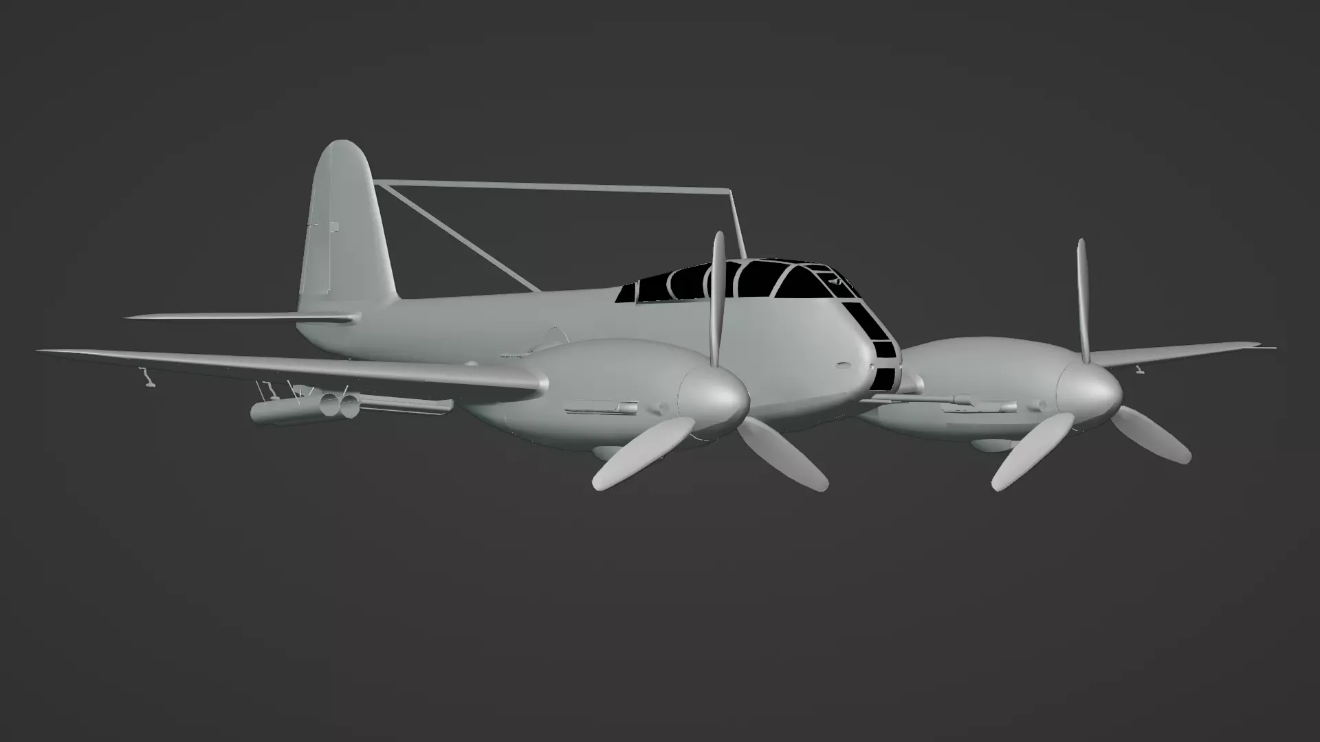 Messerschmitt Me 410 A-1 Hornisse 3D Model German Heavy Fighter Low-poly 3D model_21