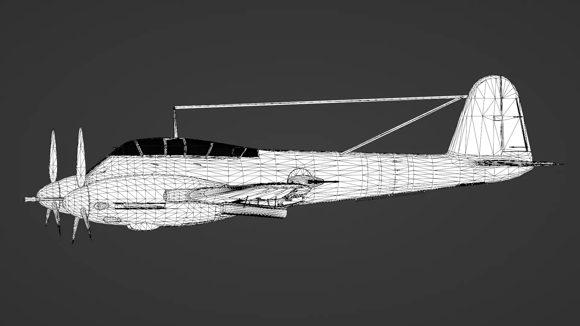  Messerschmitt Me 410 A-1 Hornisse 3D Model German Heavy Fighter Low-poly 3D model_29