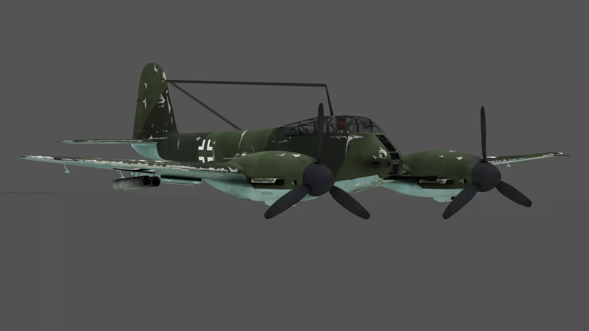  Messerschmitt Me 410 A-1 Hornisse 3D Model German Heavy Fighter Low-poly 3D model_10
