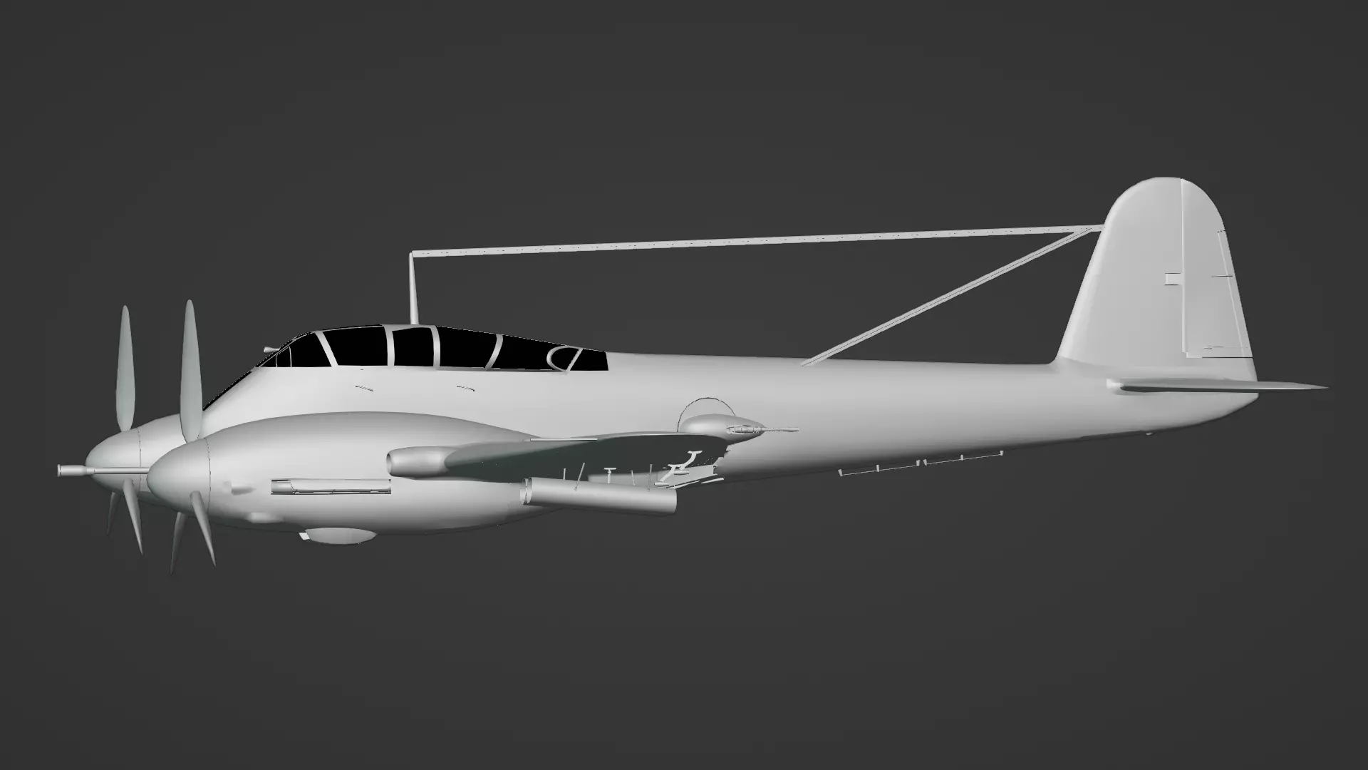  Messerschmitt Me 410 A-1 Hornisse 3D Model German Heavy Fighter Low-poly 3D model_17