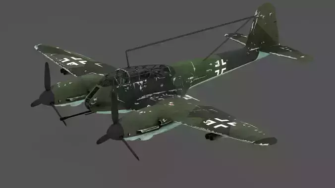  Messerschmitt Me 410 A-1 Hornisse 3D Model German Heavy Fighter