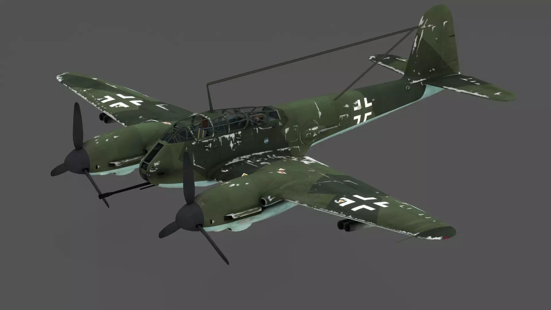  Messerschmitt Me 410 A-1 Hornisse 3D Model German Heavy Fighter Low-poly 3D model_0