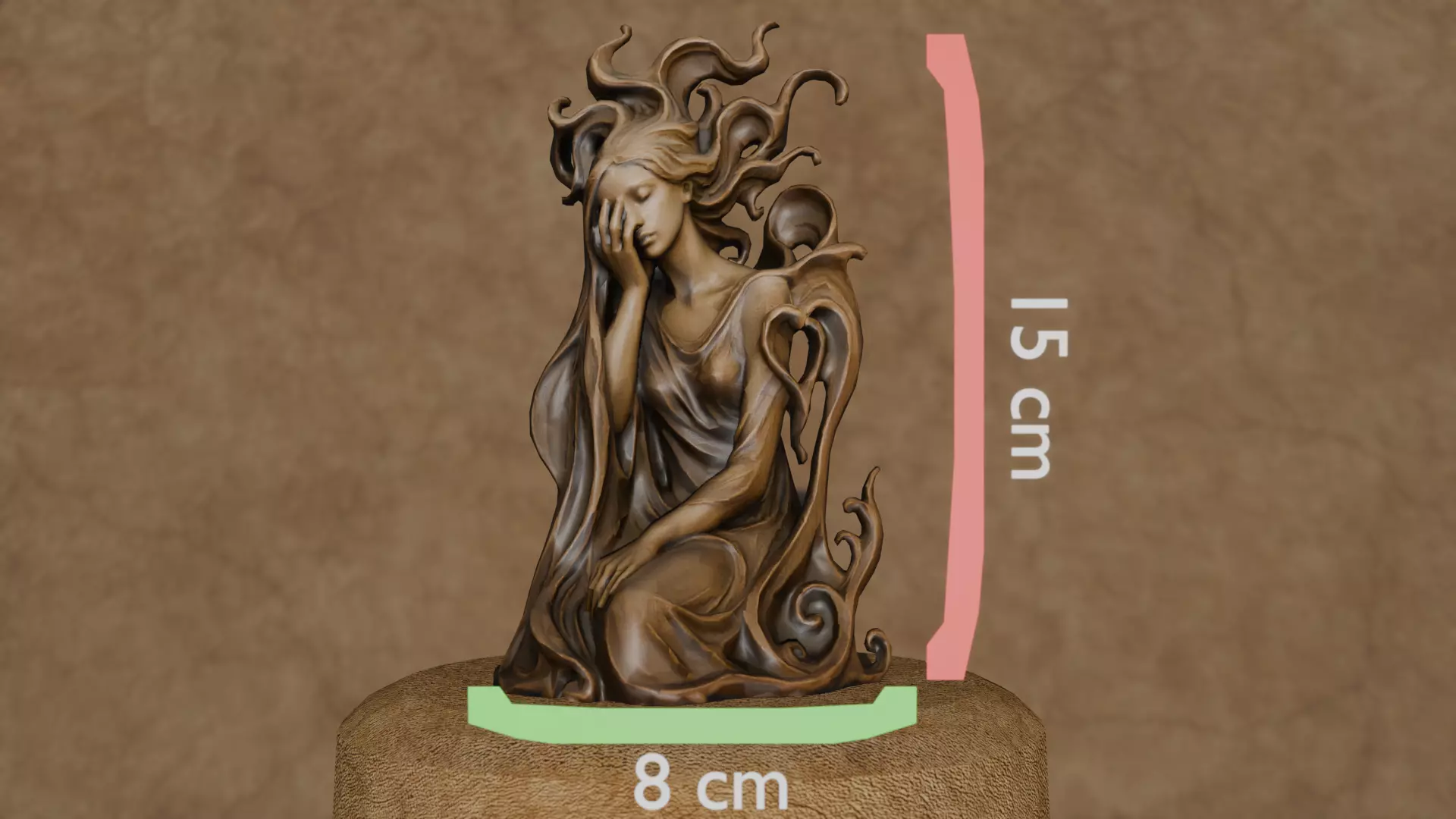 Ethereal Sorrow  3D Fantasy Woman Sculpture 3D print model_5