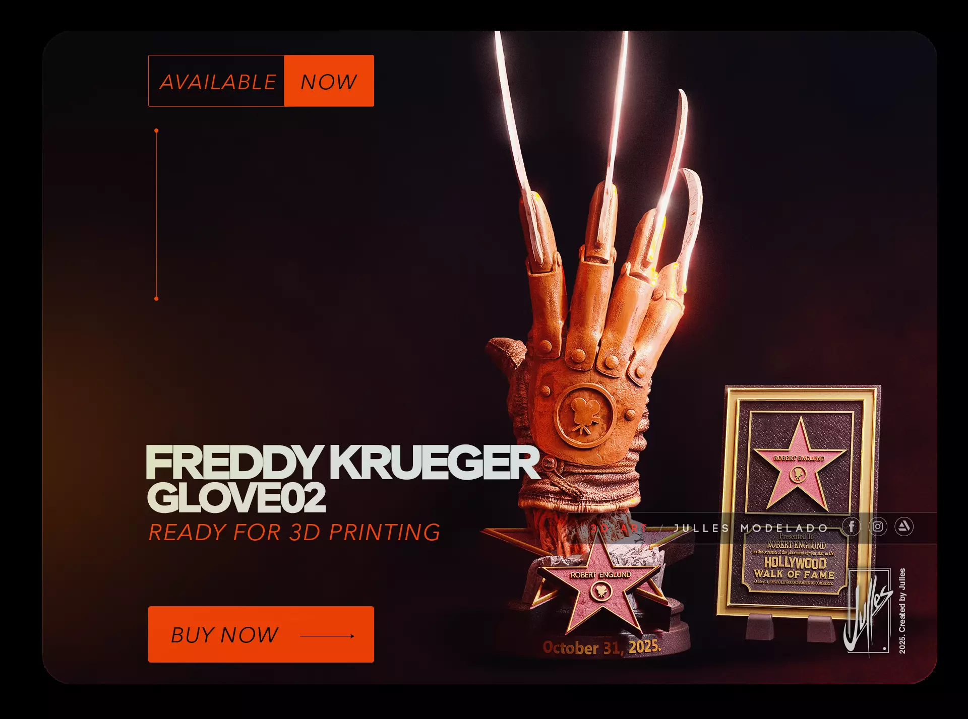 Freddy Krueger Glove Hollywood Star 3D print model_0