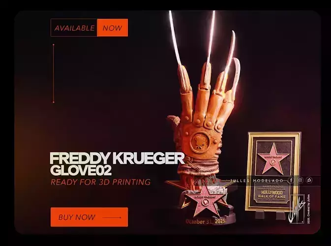Freddy Krueger Glove Hollywood Star