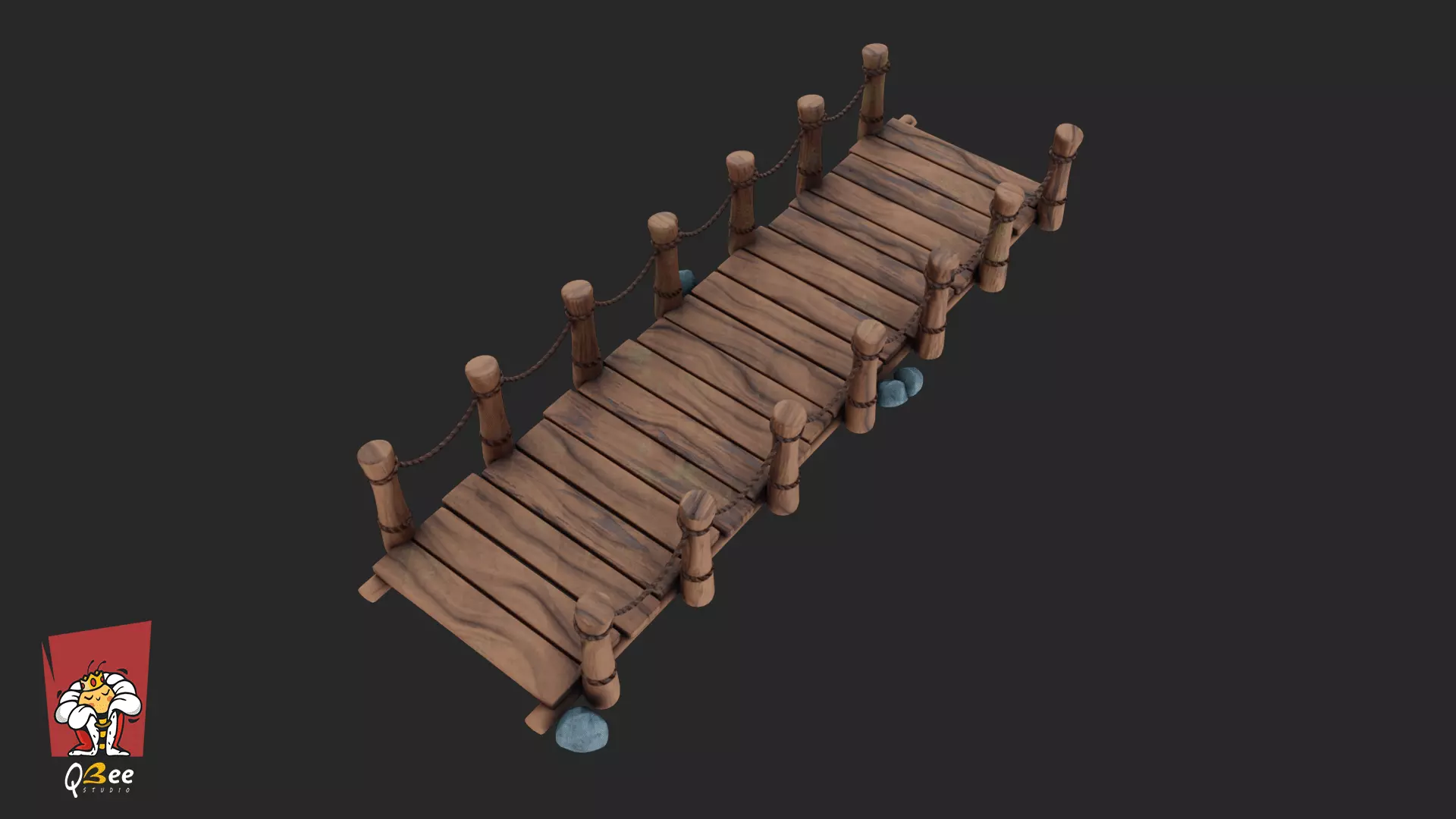 Stylized Rickety Wooden Bridge Low-poly 3D model_5
