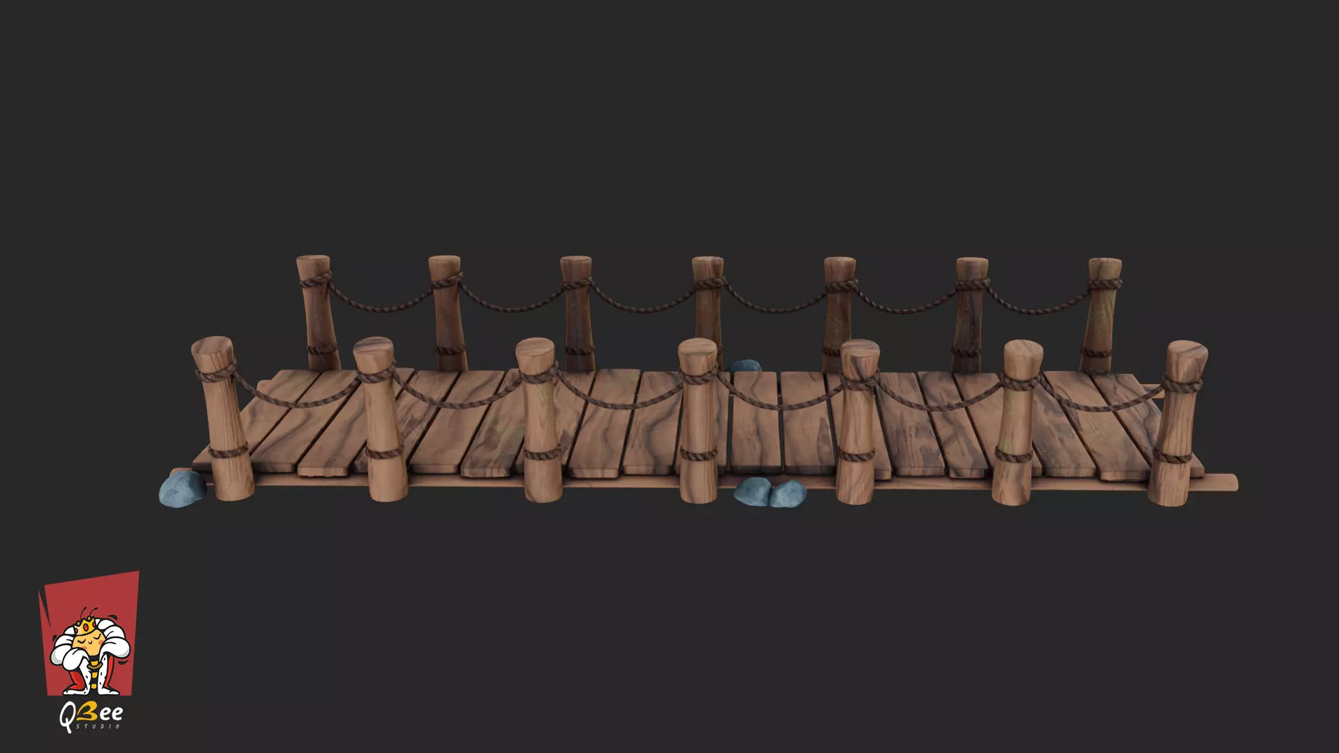 Stylized Rickety Wooden Bridge Low-poly 3D model_4