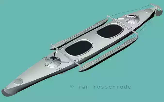 Aluminium canoe kayak - historical 3D model