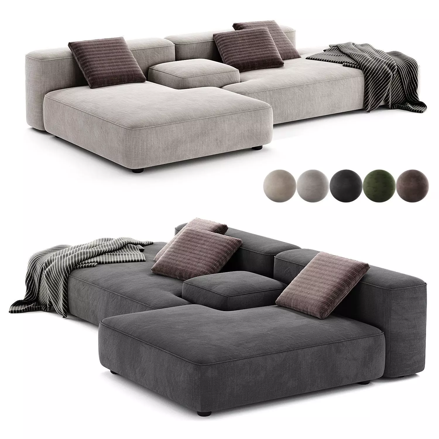 Sofa Duo Modular 3D model_0