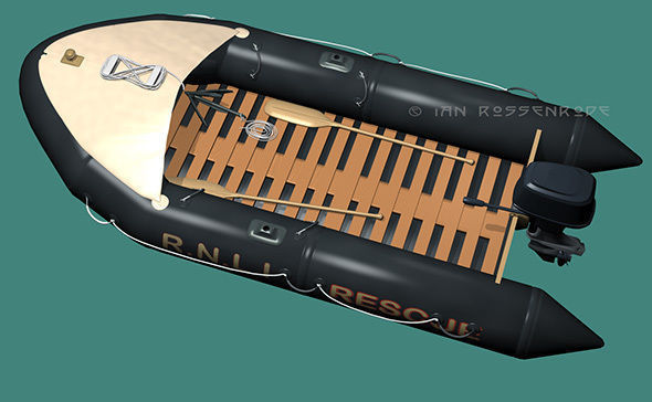 RNLI rubber dinghy 3D model_2