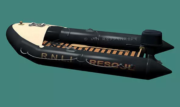 RNLI rubber dinghy 3D model_0