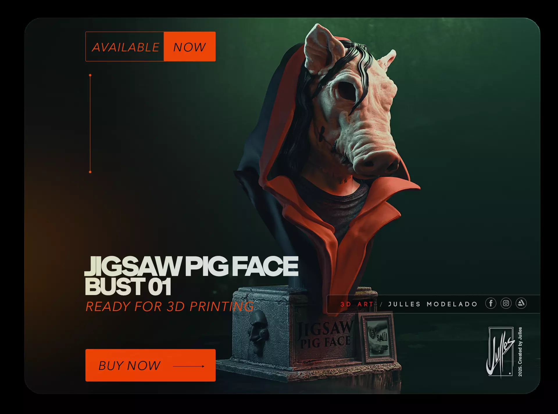 Jigsaw Pig Face Bust01 3D print model_1