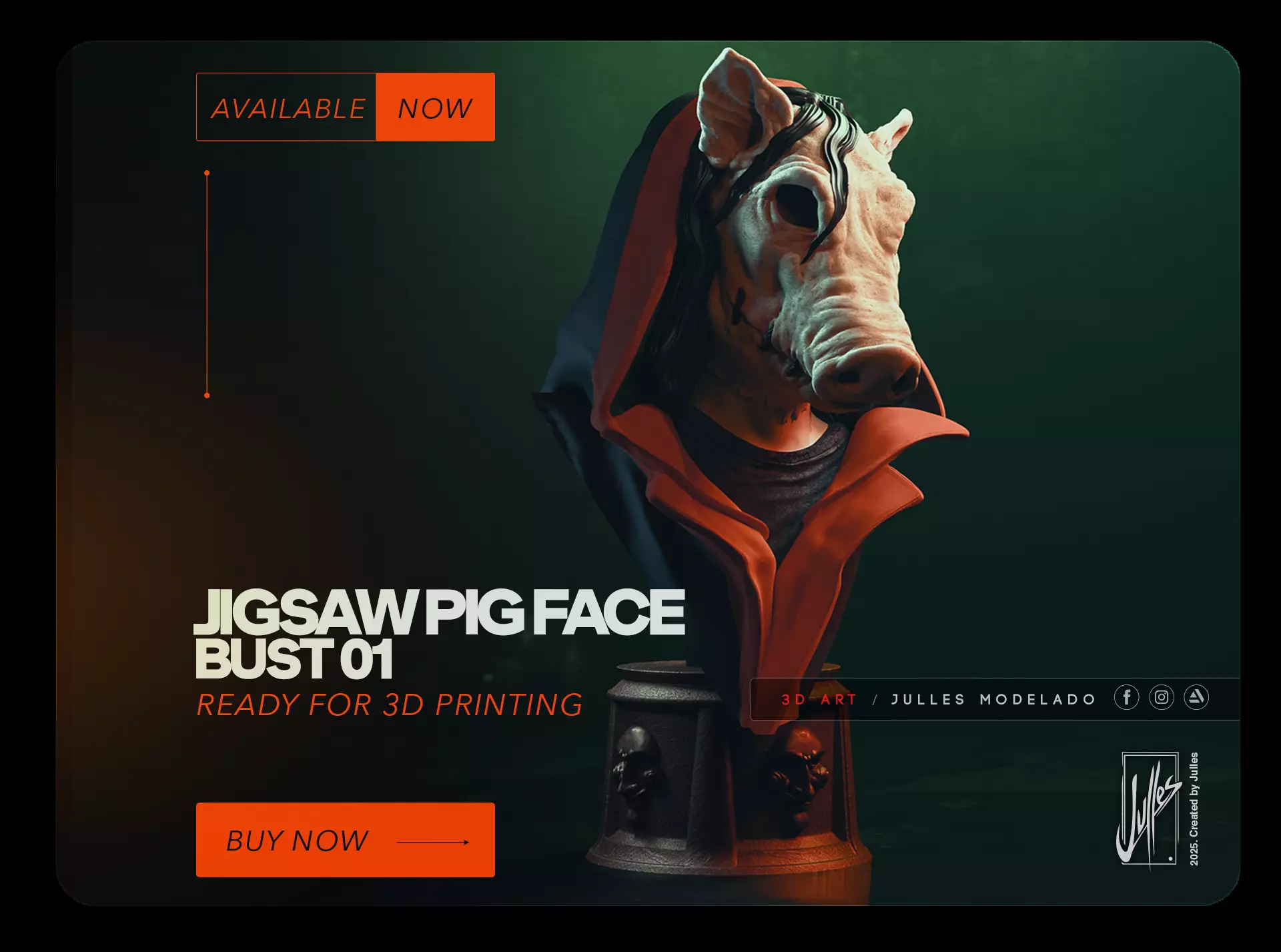 Jigsaw Pig Face Bust01 3D print model_0