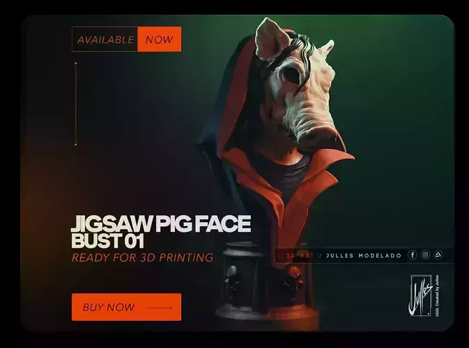 Jigsaw Pig Face Bust01