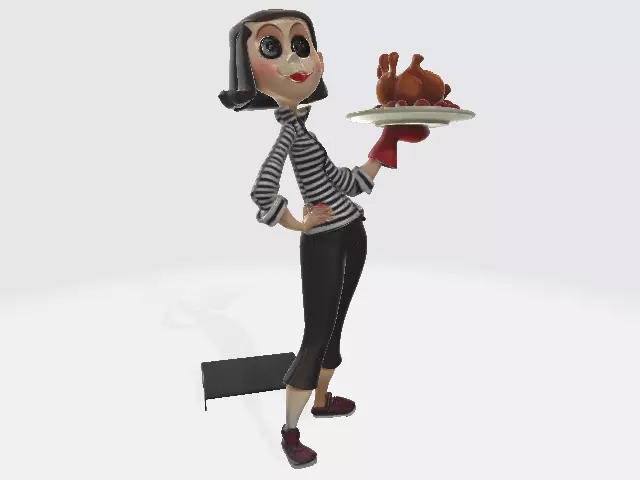 Coraline Another Mother serving a roast chicken 3D print model