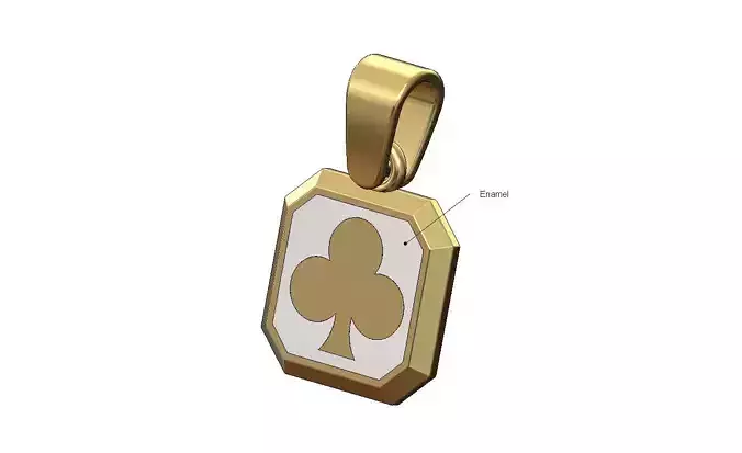 Poker clubs square emrald shaped pendant charm with bail
