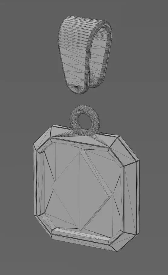 Poker diamonds square emrald shaped pendant charm with bail 3D print model_13