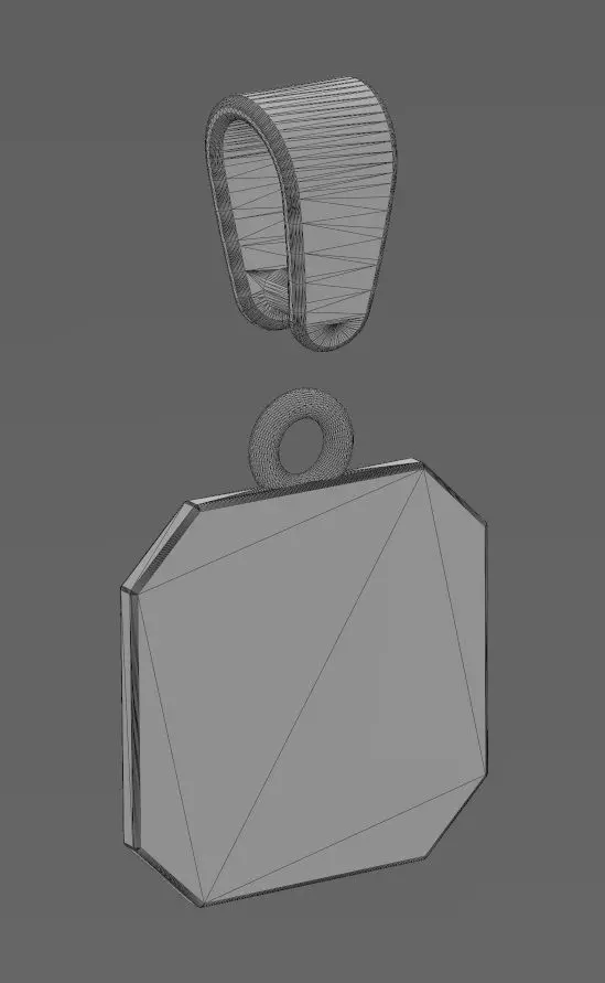 Poker diamonds square emrald shaped pendant charm with bail 3D print model_14