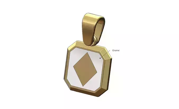 Poker diamonds square emrald shaped pendant charm with bail
