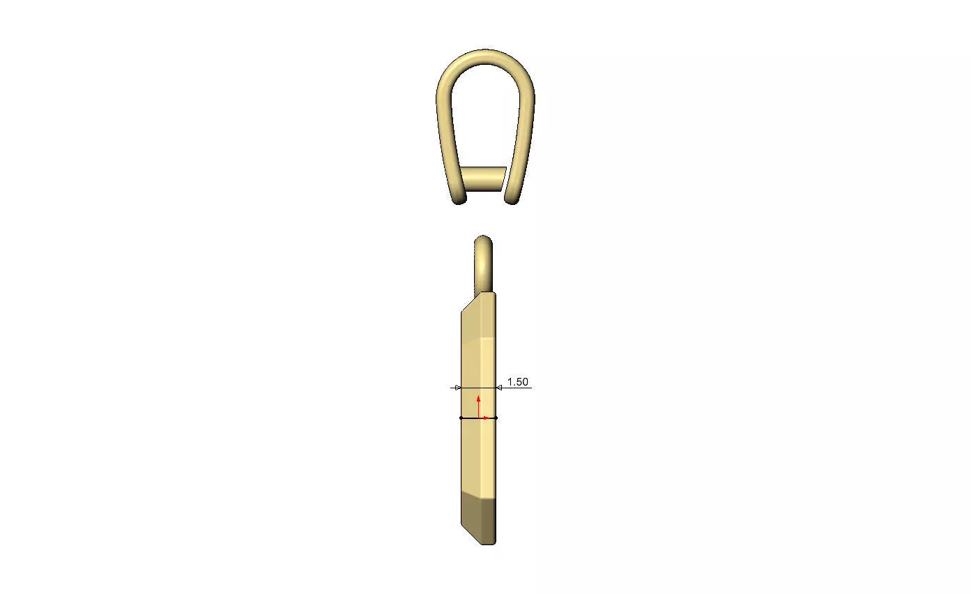 Poker diamonds square emrald shaped pendant charm with bail 3D print model_8