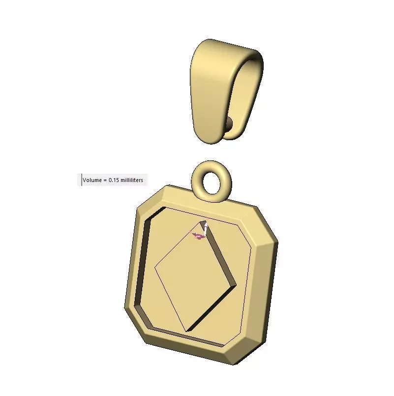 Poker diamonds square emrald shaped pendant charm with bail 3D print model_12