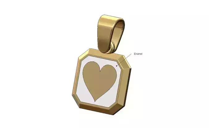 Poker hearts square emrald shaped pendant charm with bail 