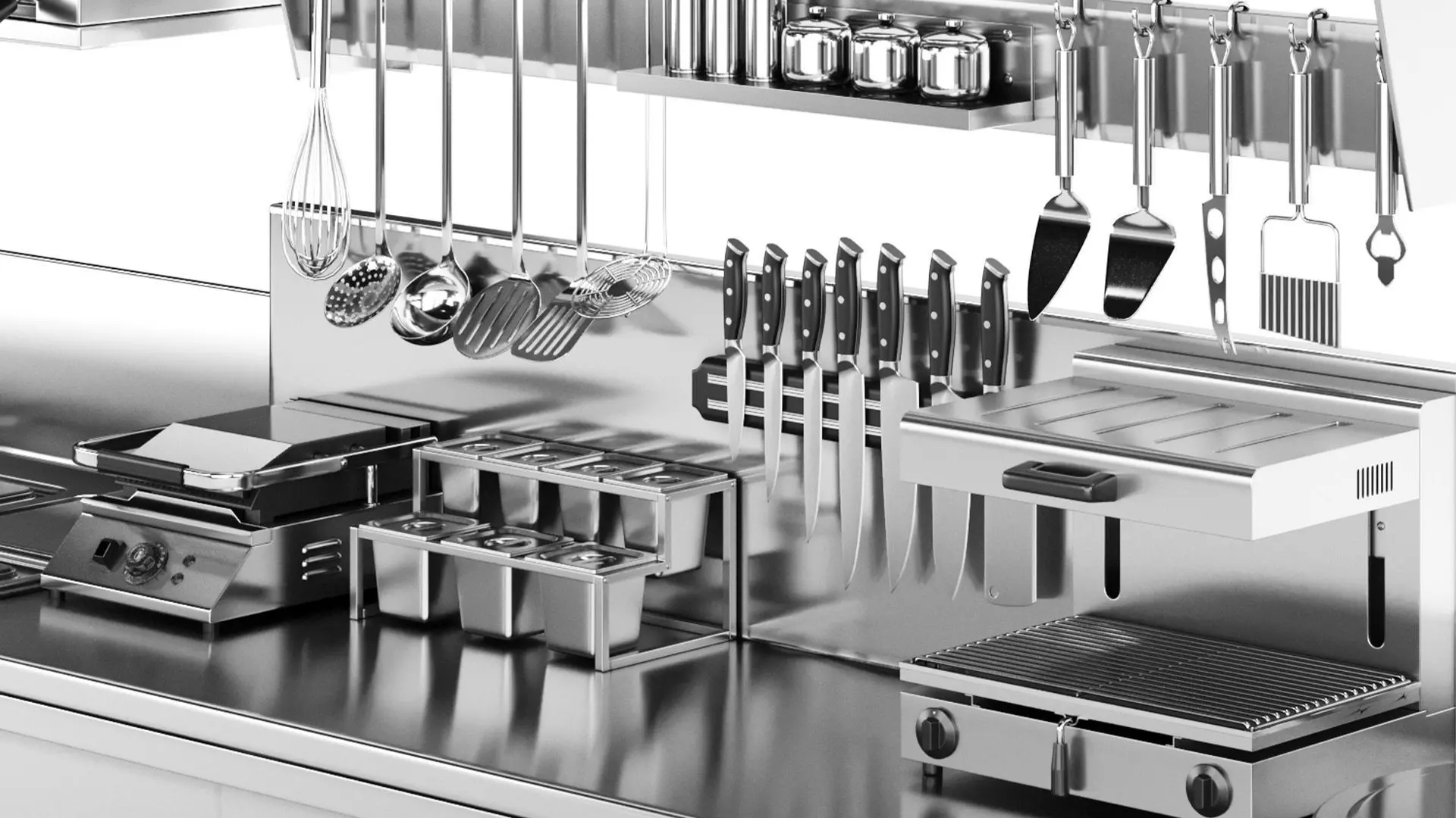 Set of equipment for cafes and restaurants 3D model_1