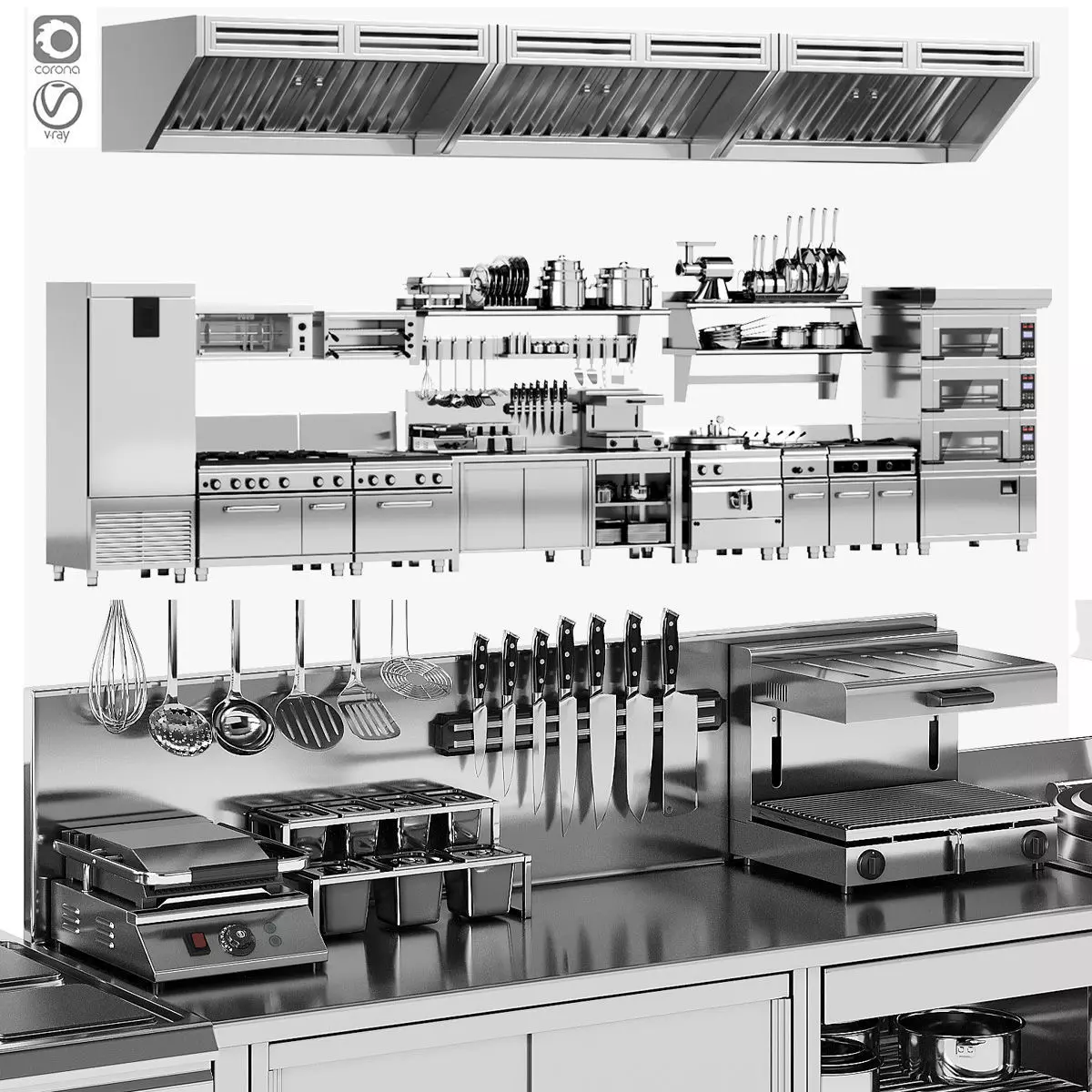 Set of equipment for cafes and restaurants 3D model_0