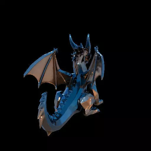 Low Poly Geometric Black Dragon Sculpture 3D print model_10