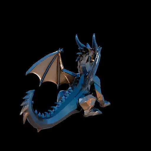 Low Poly Geometric Black Dragon Sculpture 3D print model_9