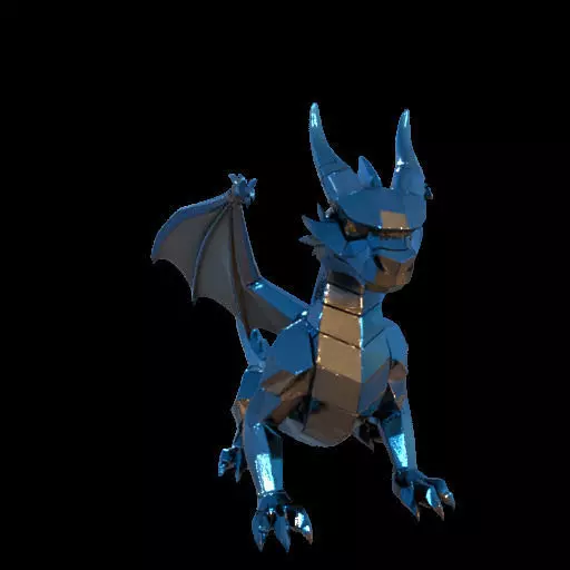 Low Poly Geometric Black Dragon Sculpture 3D print model_26