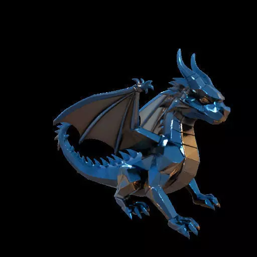 Low Poly Geometric Black Dragon Sculpture 3D print model_29