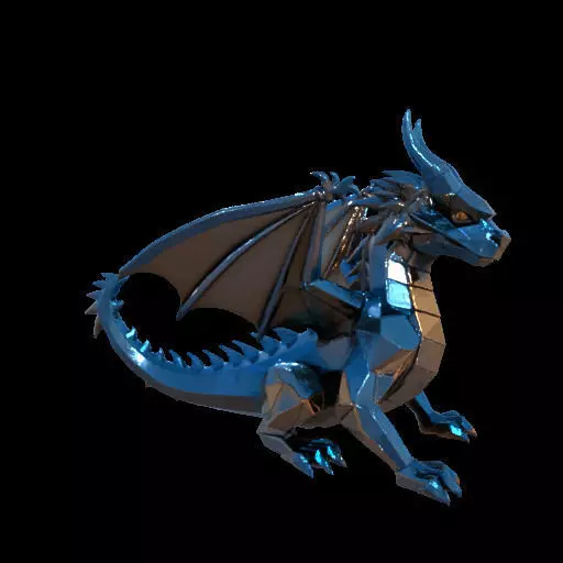 Low Poly Geometric Black Dragon Sculpture 3D print model_30