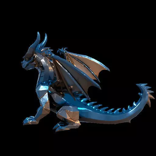 Low Poly Geometric Black Dragon Sculpture 3D print model_19