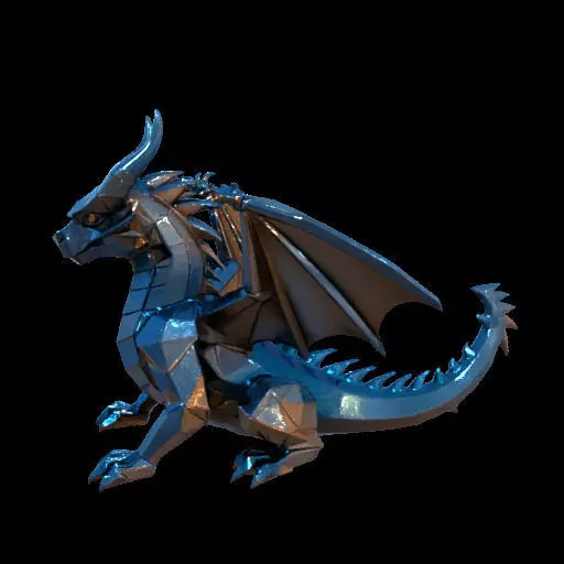Low Poly Geometric Black Dragon Sculpture 3D print model_21