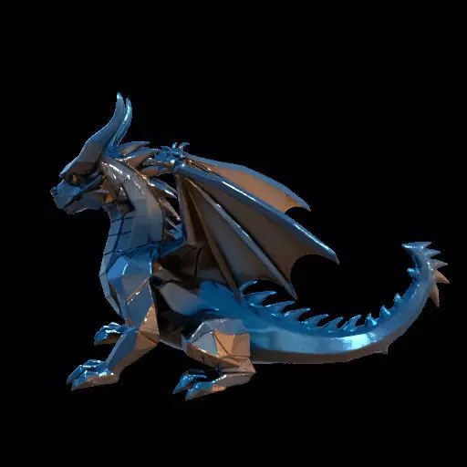 Low Poly Geometric Black Dragon Sculpture 3D print model_20
