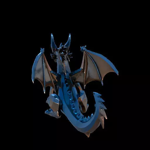 Low Poly Geometric Black Dragon Sculpture 3D print model_14