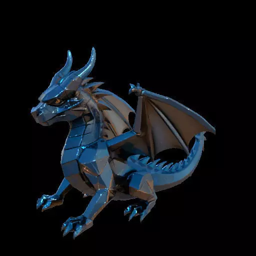 Low Poly Geometric Black Dragon Sculpture 3D print model_23
