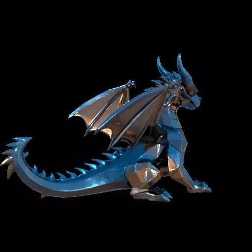 Low Poly Geometric Black Dragon Sculpture 3D print model_6