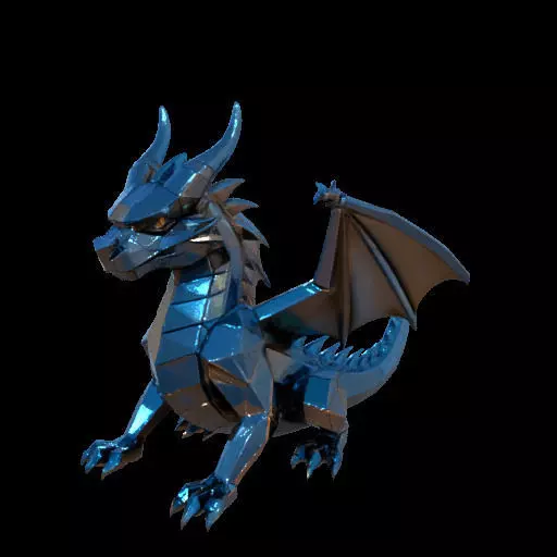 Low Poly Geometric Black Dragon Sculpture 3D print model_1