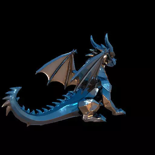 Low Poly Geometric Black Dragon Sculpture 3D print model_7