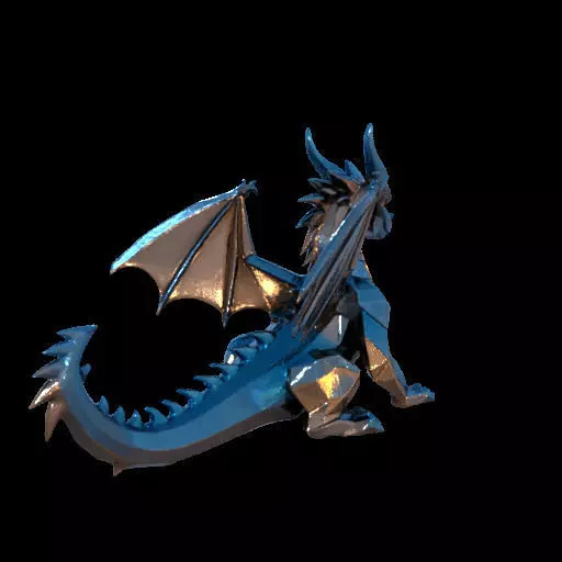 Low Poly Geometric Black Dragon Sculpture 3D print model_8