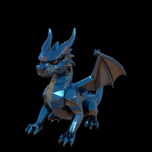 Low Poly Geometric Black Dragon Sculpture 3D print model_2