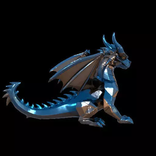 Low Poly Geometric Black Dragon Sculpture 3D print model_5