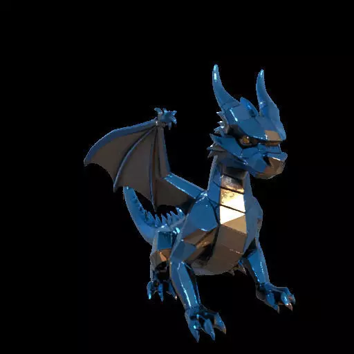 Low Poly Geometric Black Dragon Sculpture 3D print model_27